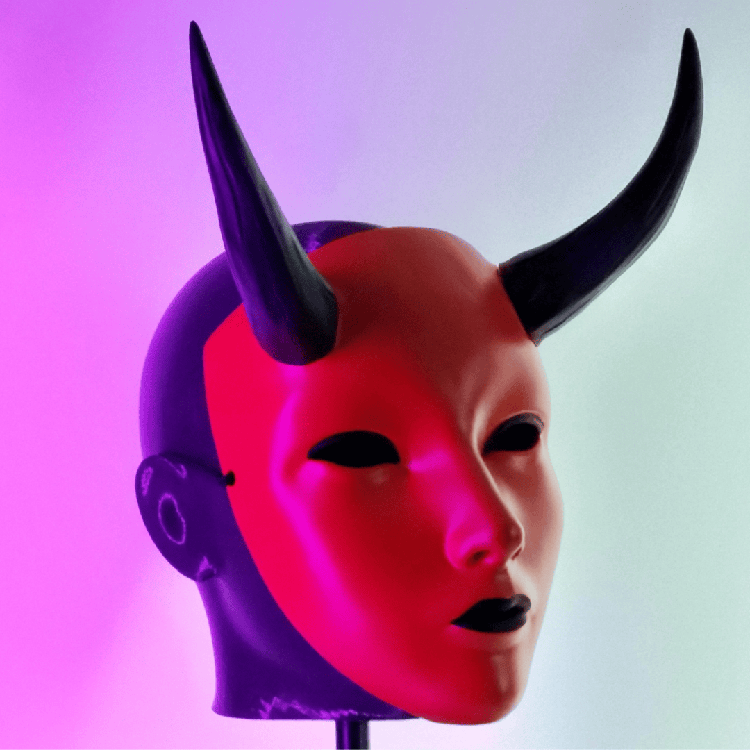 Space Armory Geisha Japanese Mask With Horn - Red Masks