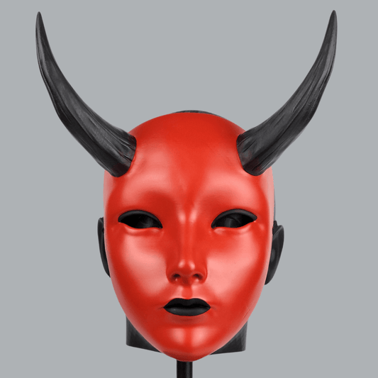 Space Armory Geisha Japanese Mask With Horn - Red Masks