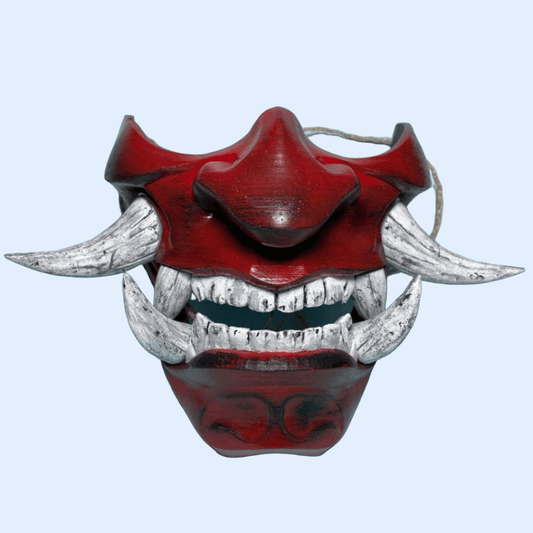 Space Armory Hannya Oni Mask Red BlackRed-Ivory Teeth / S / Adjustable Elastic Buckle