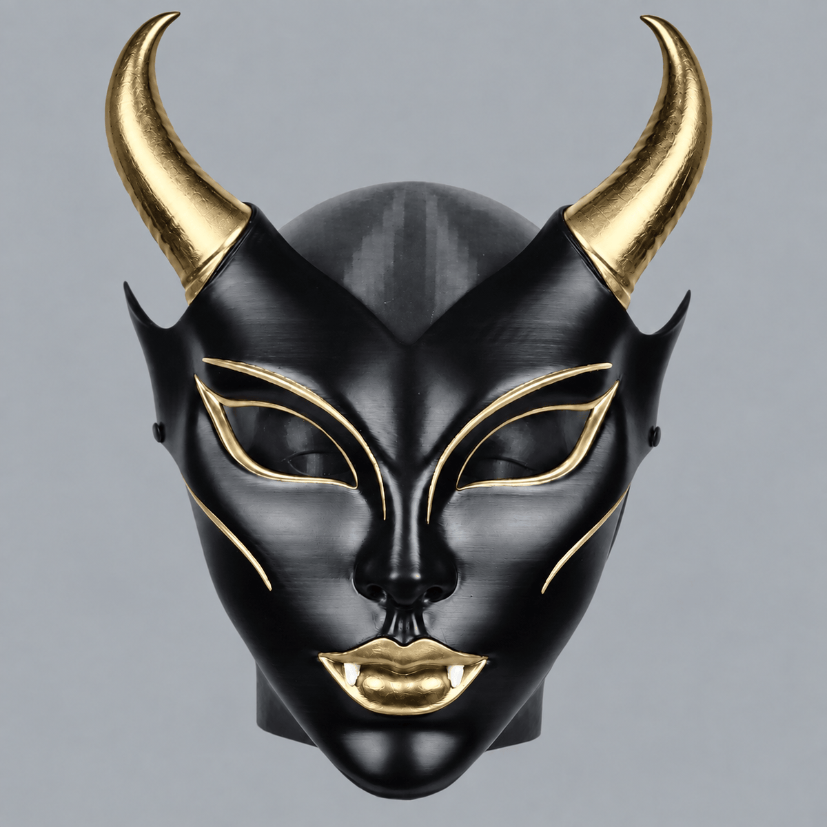 Space Armory Horned Vampire Halloween Mask – Black/Gold Masks