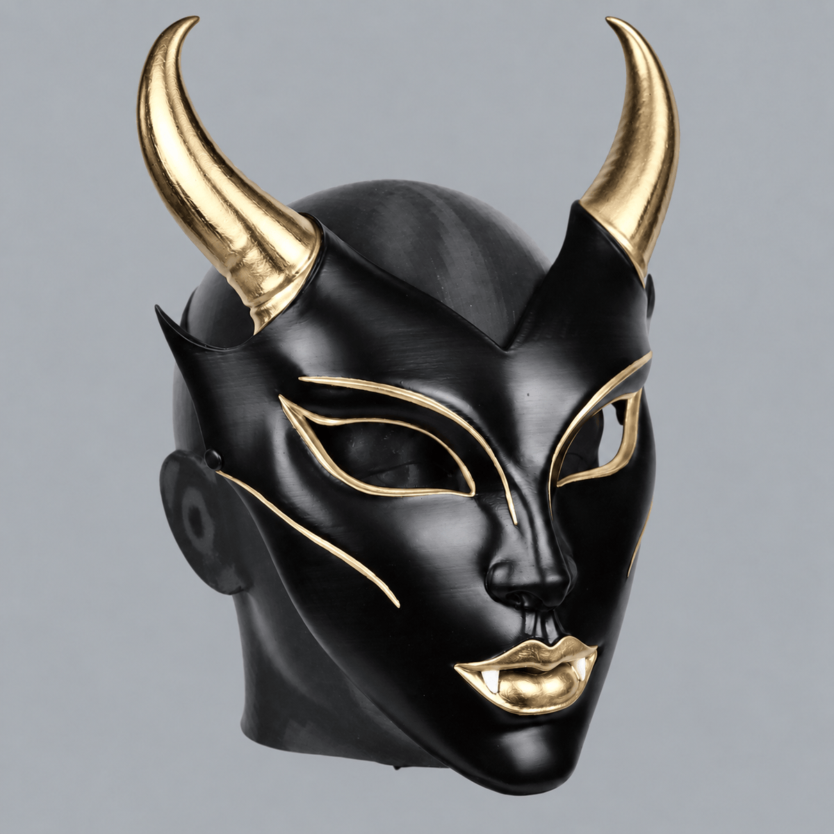 Space Armory Horned Vampire Halloween Mask – Black/Gold Masks