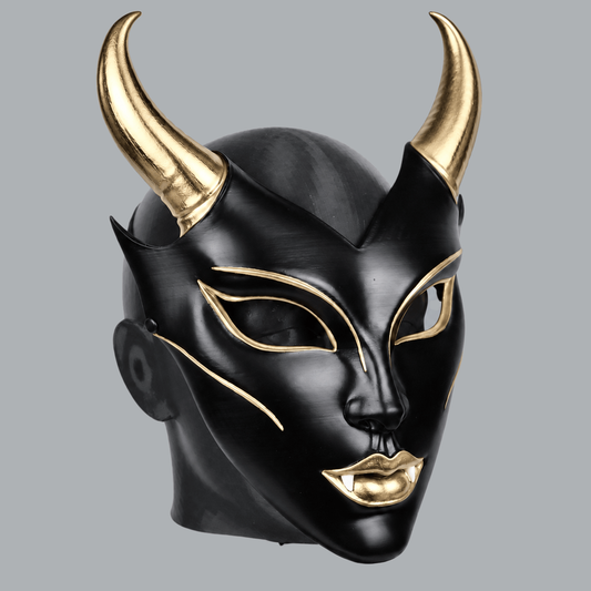 Space Armory Horned Vampire Halloween Mask – Black/Gold Masks