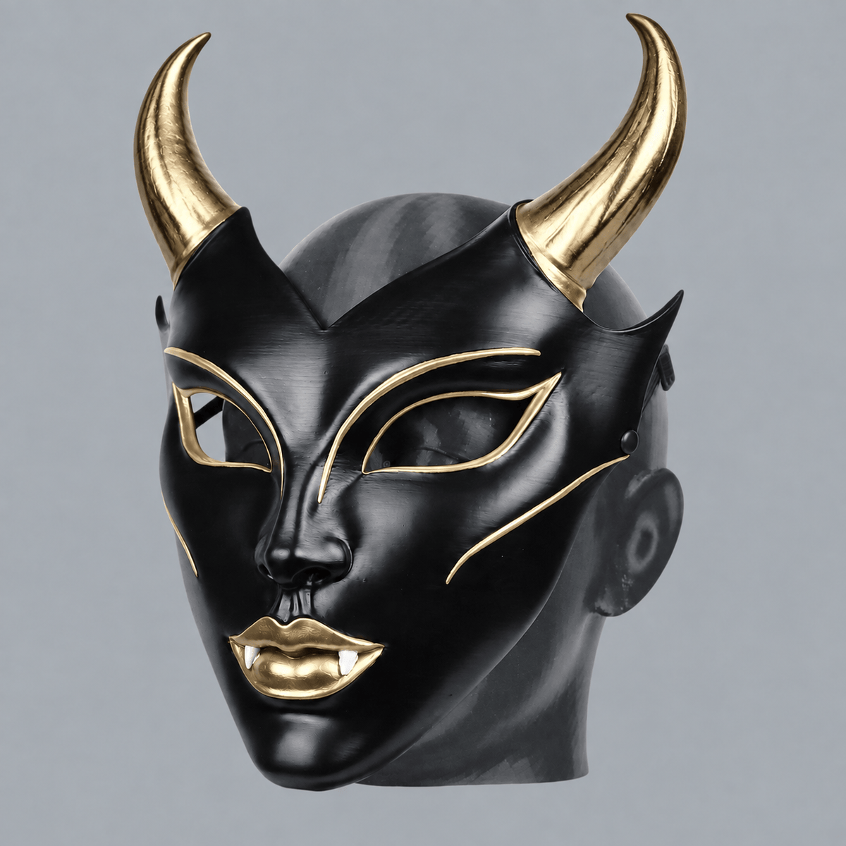 Space Armory Horned Vampire Halloween Mask – Black/Gold Masks