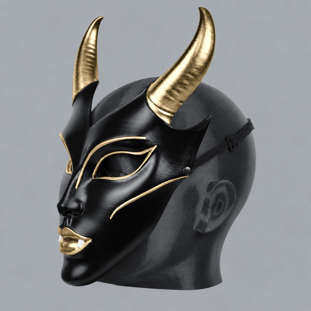 Space Armory Horned Vampire Halloween Mask – Black/Gold Masks