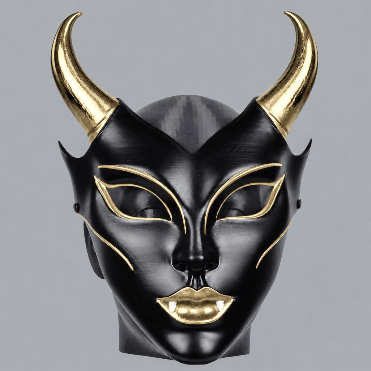 Space Armory Horned Vampire Halloween Mask – Black/Gold Masks