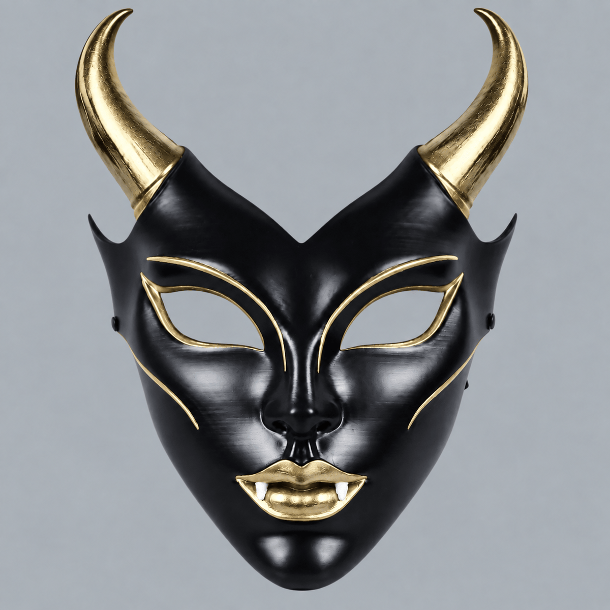 Space Armory Horned Vampire Halloween Mask – Black/Gold Masks