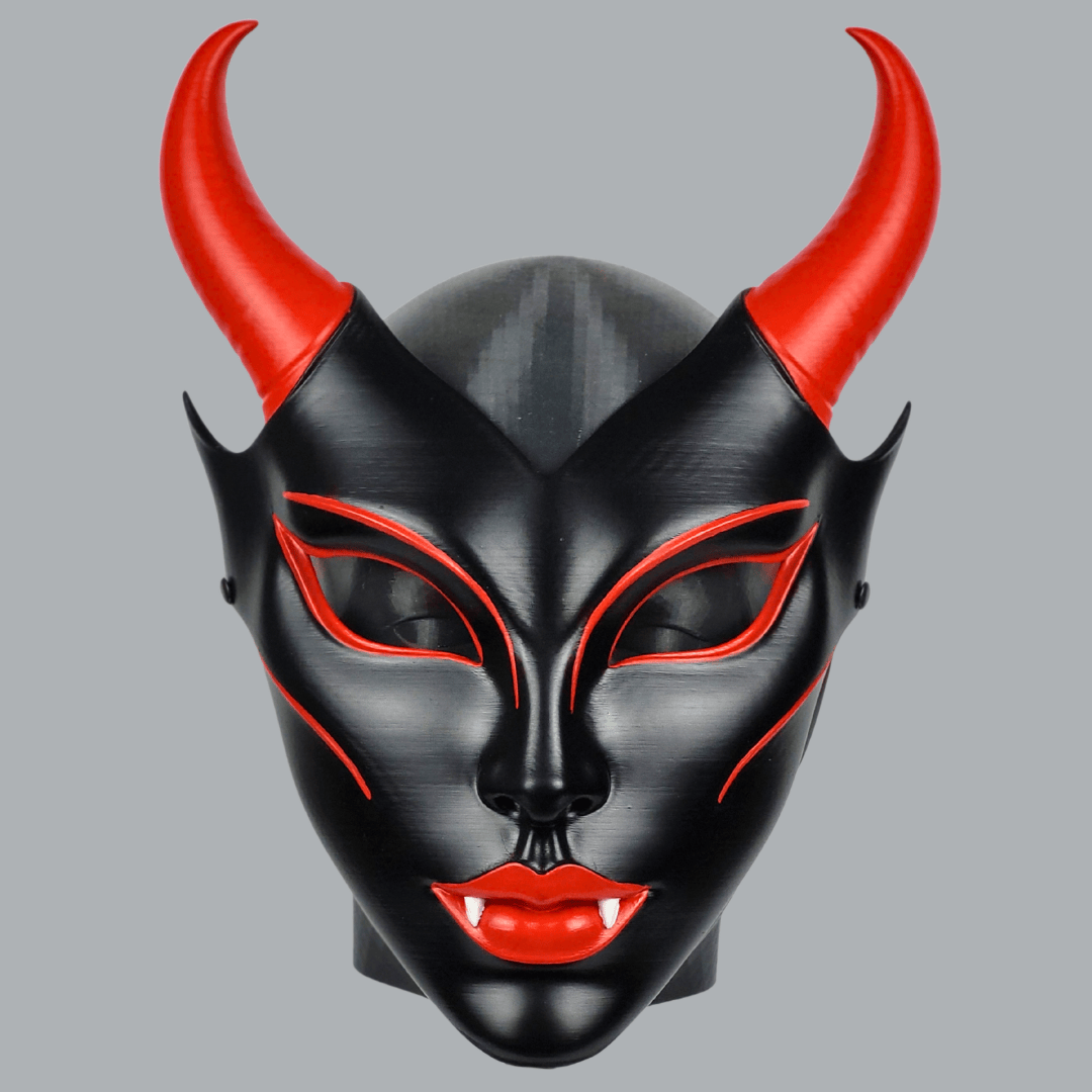Space Armory Horned Vampire Halloween Mask – Black/Red Masks