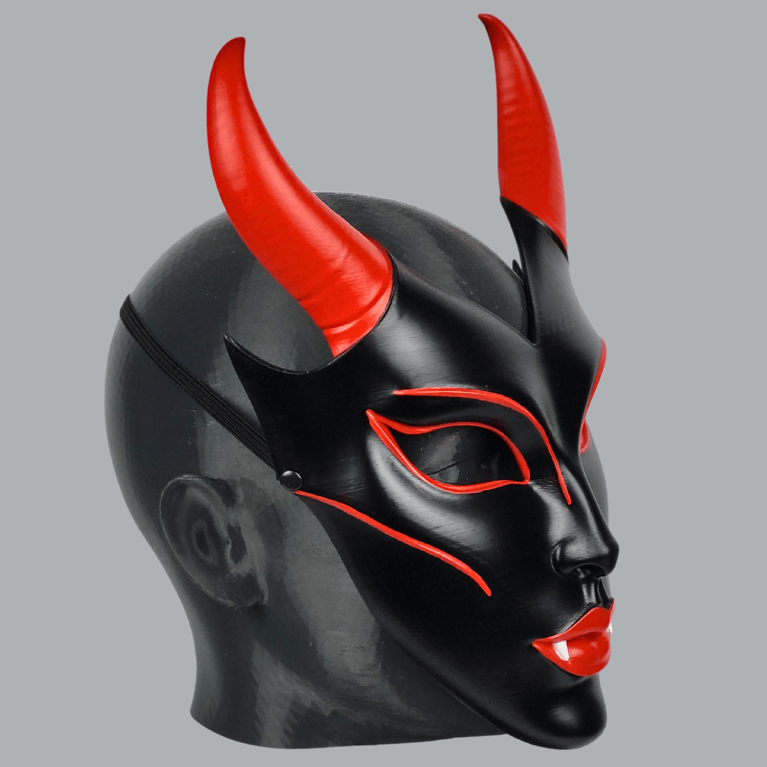 Space Armory Horned Vampire Halloween Mask – Black/Red Masks