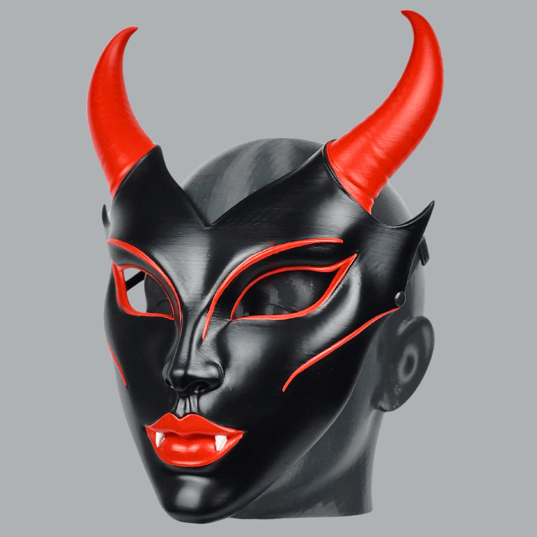 Space Armory Horned Vampire Halloween Mask – Black/Red Masks