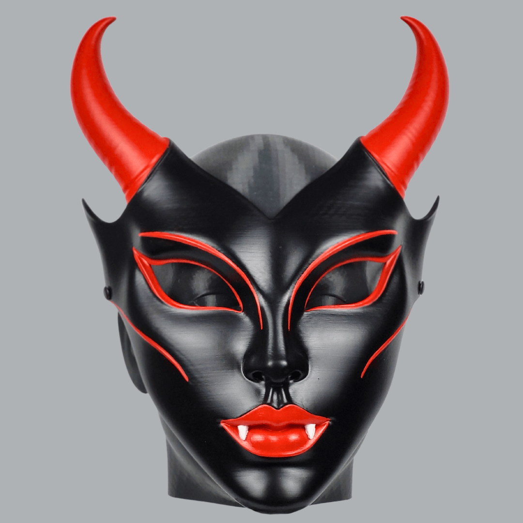Space Armory Horned Vampire Halloween Mask – Black/Red Masks