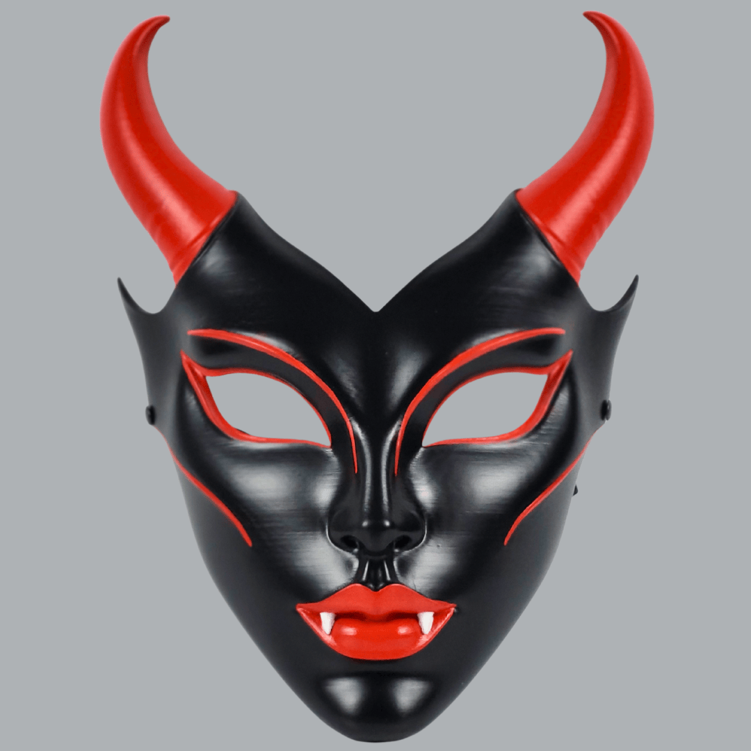 Space Armory Horned Vampire Halloween Mask – Black/Red Masks