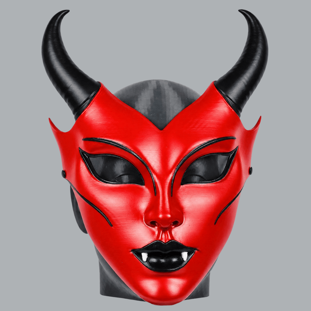 Space Armory Horned Vampire Halloween Mask – Red/Black Masks