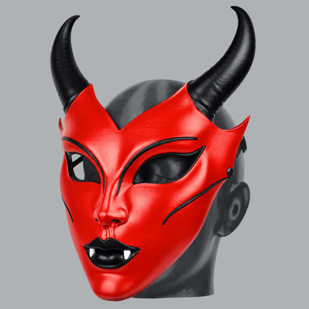 Space Armory Horned Vampire Halloween Mask – Red/Black Masks