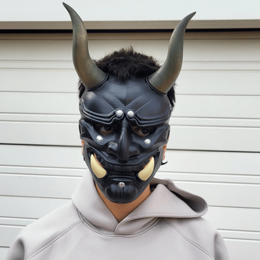 Space Armory Japanese Death Oni Mask - Matte Black Masks