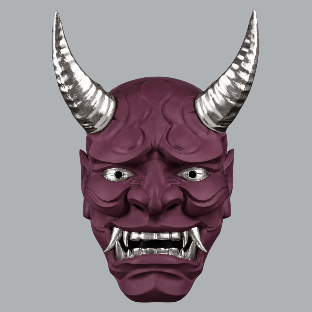 Space Armory Japanese Full Face Oni Mask - Amethyst / Silver Masks