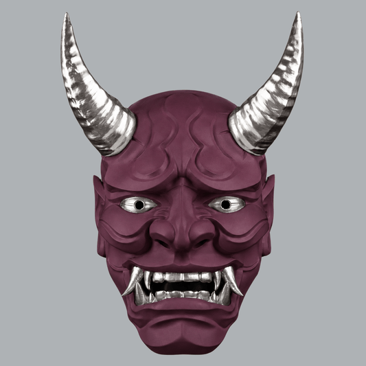 Space Armory Japanese Full Face Oni Mask - Amethyst / Silver Masks