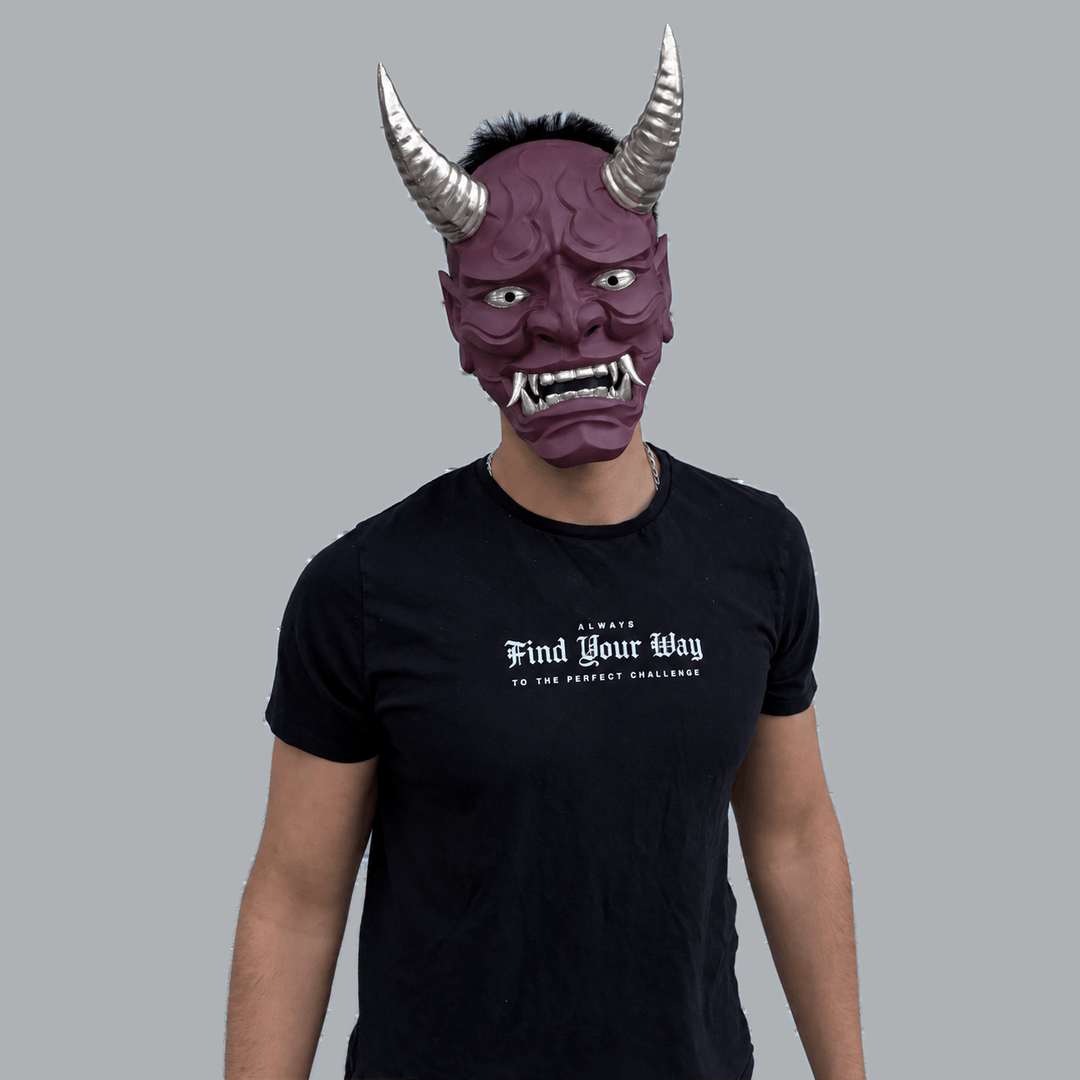 Space Armory Japanese Full Face Oni Mask - Amethyst / Silver Masks
