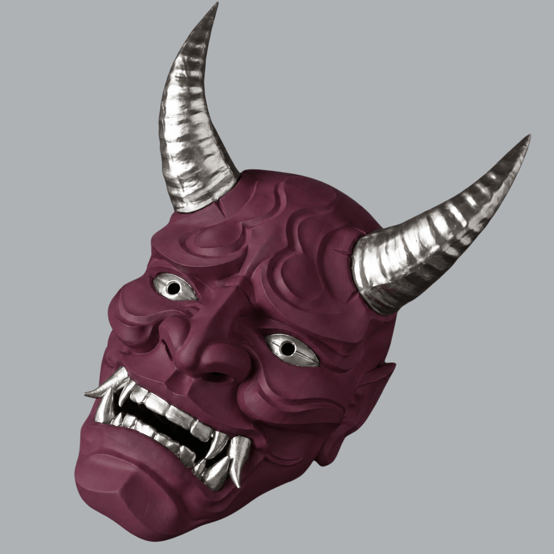 Space Armory Japanese Full Face Oni Mask - Amethyst / Silver Masks