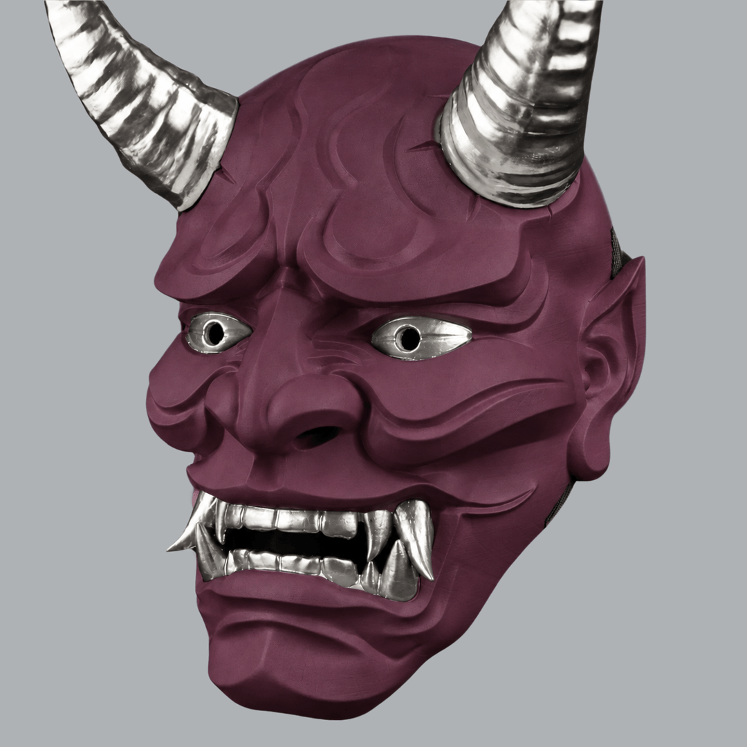 Space Armory Japanese Full Face Oni Mask - Amethyst / Silver Masks