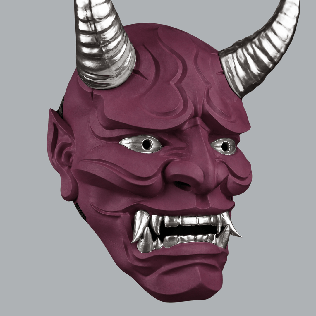 Space Armory Japanese Full Face Oni Mask - Amethyst / Silver Masks