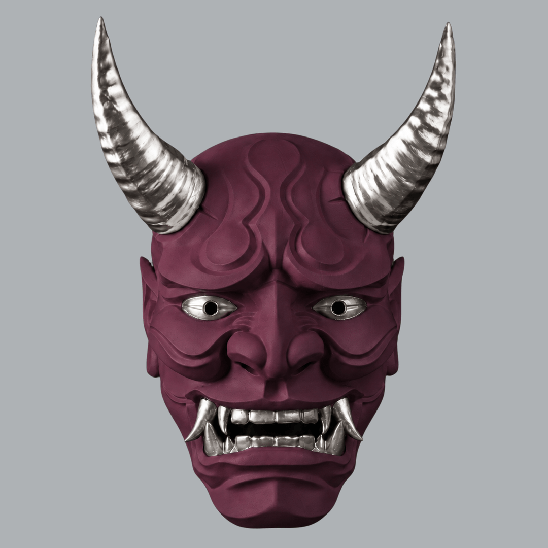 Space Armory Japanese Full Face Oni Mask - Amethyst / Silver Masks