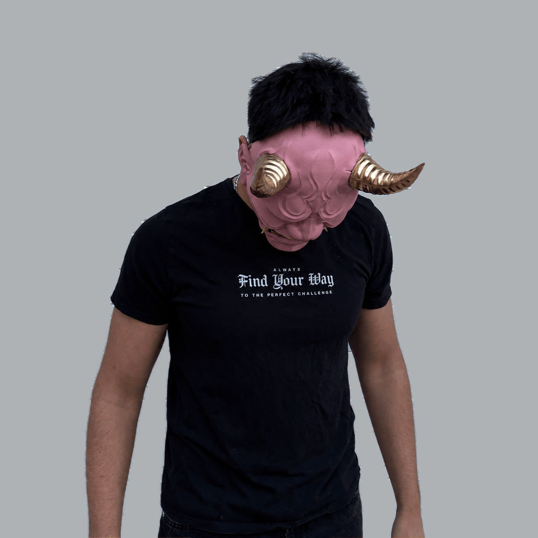 Space Armory Japanese Full Face Oni Mask - Dusty Pink Masks
