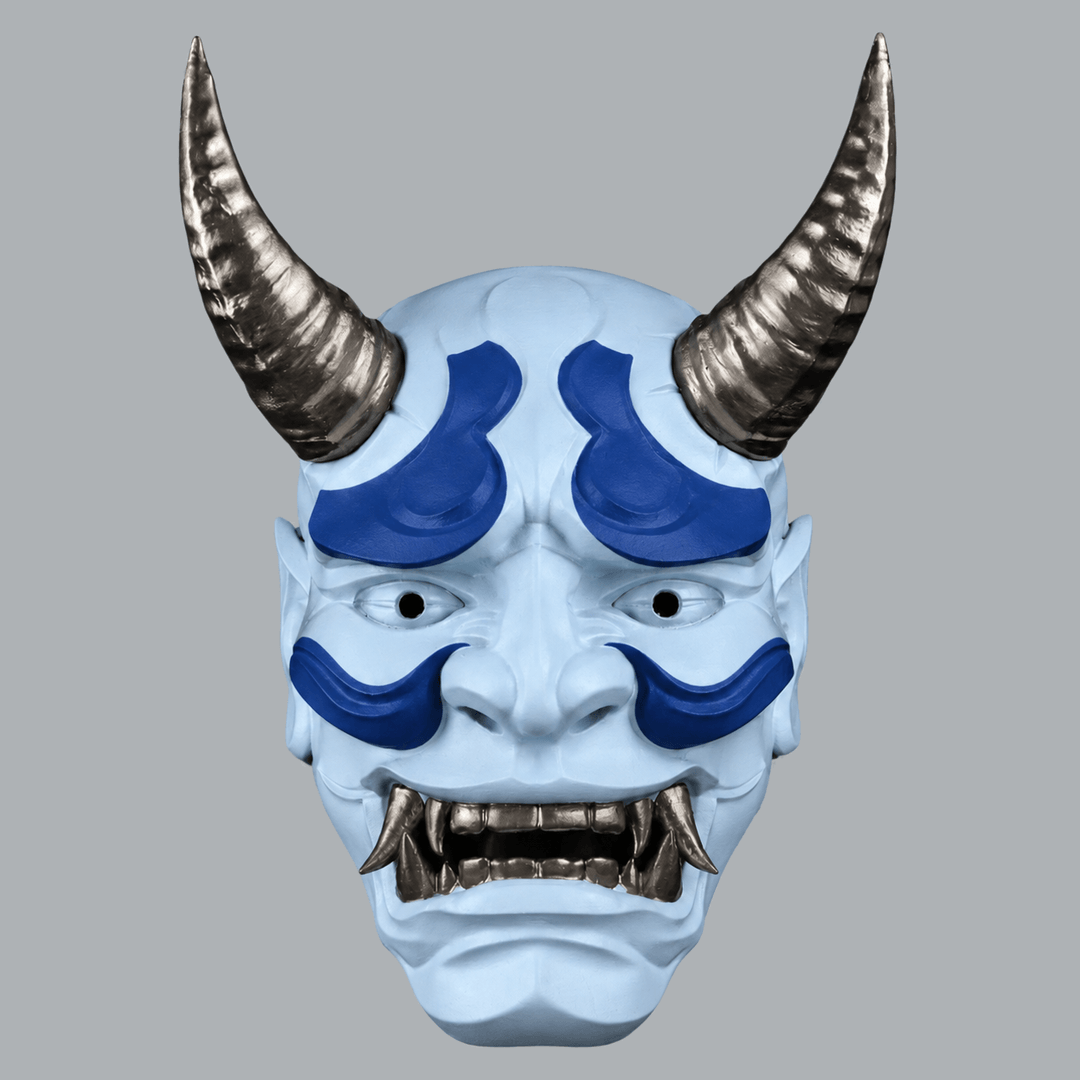Space Armory Japanese Full Face Oni Mask - Ice Blue / Ultramarine / Graphit Masks