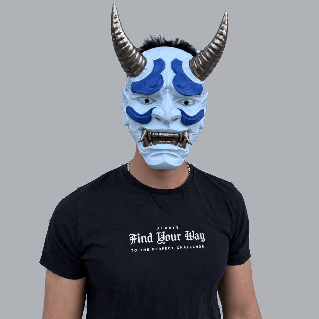 Space Armory Japanese Full Face Oni Mask - Ice Blue / Ultramarine / Graphit Masks
