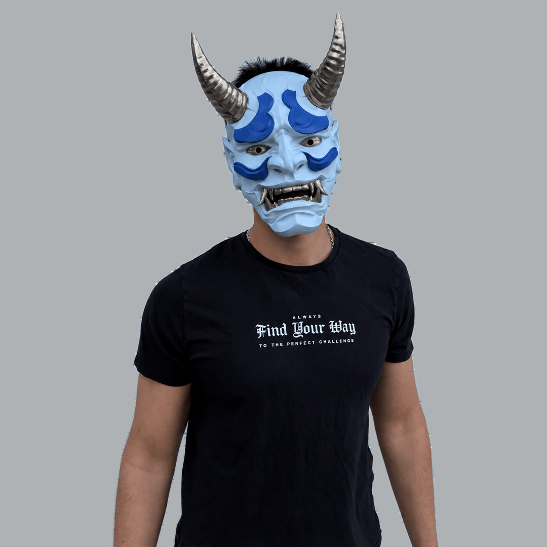 Space Armory Japanese Full Face Oni Mask - Ice Blue / Ultramarine / Graphit Masks