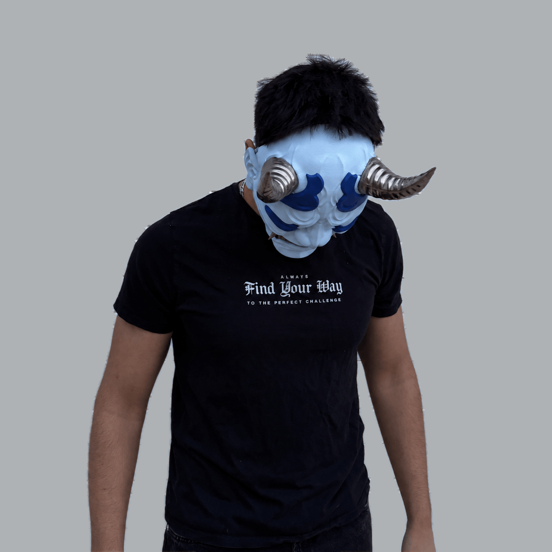 Space Armory Japanese Full Face Oni Mask - Ice Blue / Ultramarine / Graphit Masks