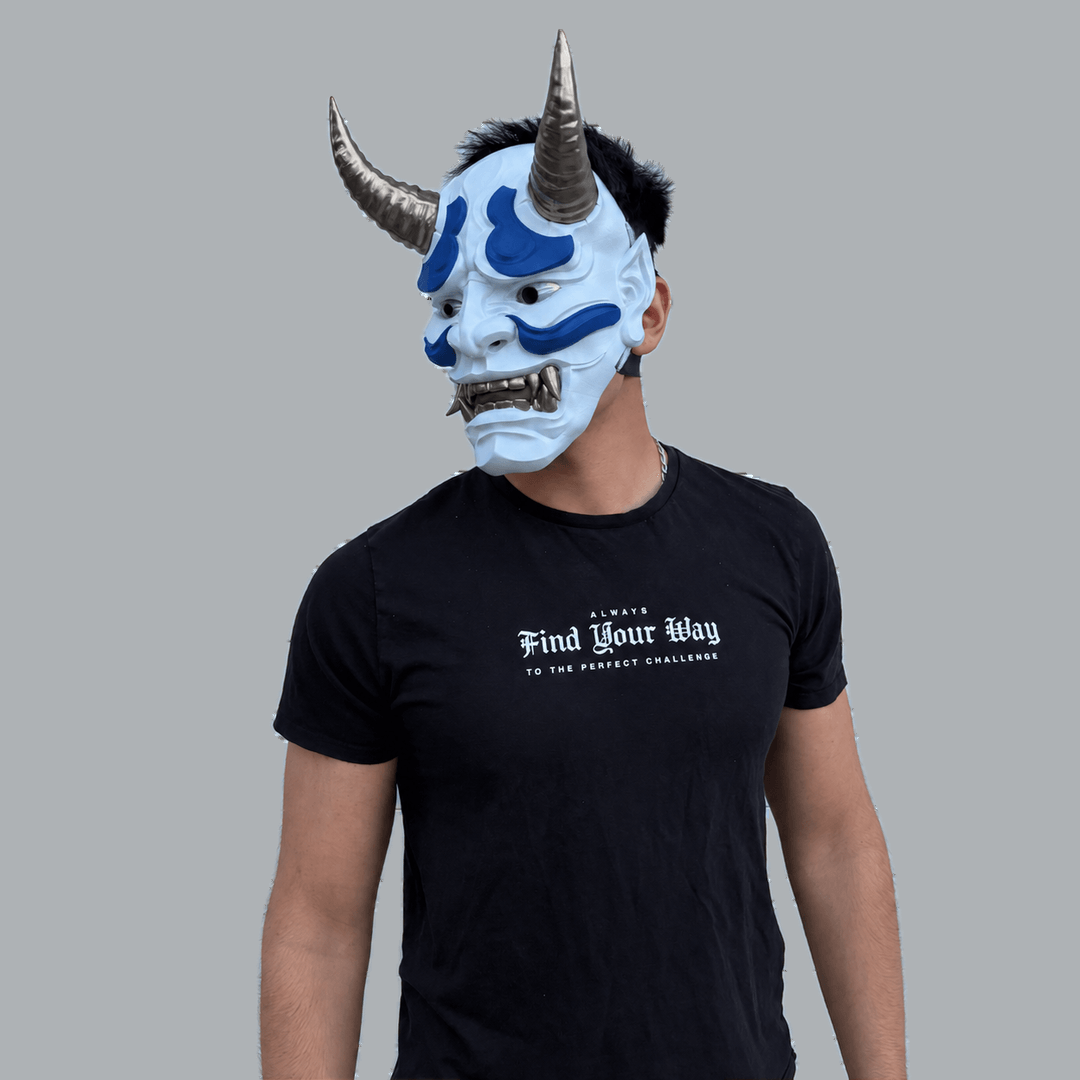 Space Armory Japanese Full Face Oni Mask - Ice Blue / Ultramarine / Graphit Masks
