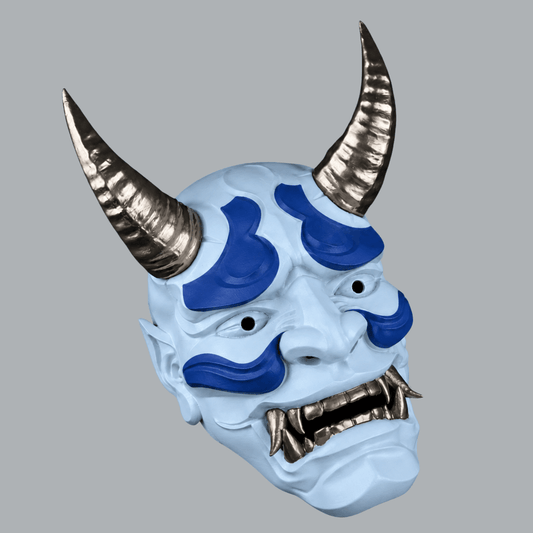 Space Armory Japanese Full Face Oni Mask - Ice Blue / Ultramarine / Graphit Masks