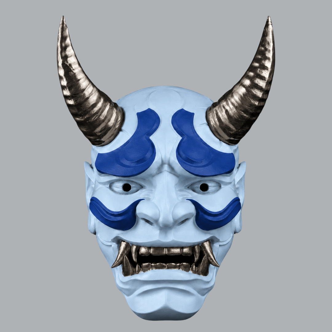 Space Armory Japanese Full Face Oni Mask - Ice Blue / Ultramarine / Graphit Masks
