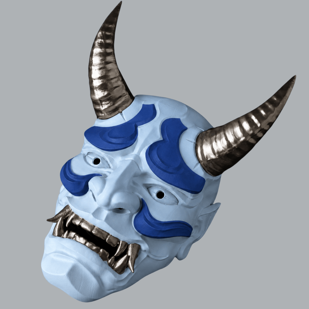Space Armory Japanese Full Face Oni Mask - Ice Blue / Ultramarine / Graphit Masks