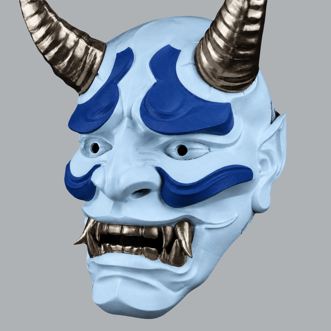 Space Armory Japanese Full Face Oni Mask - Ice Blue / Ultramarine / Graphit Masks