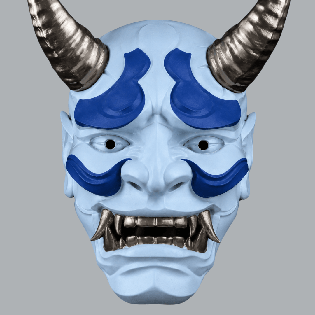 Space Armory Japanese Full Face Oni Mask - Ice Blue / Ultramarine / Graphit Masks