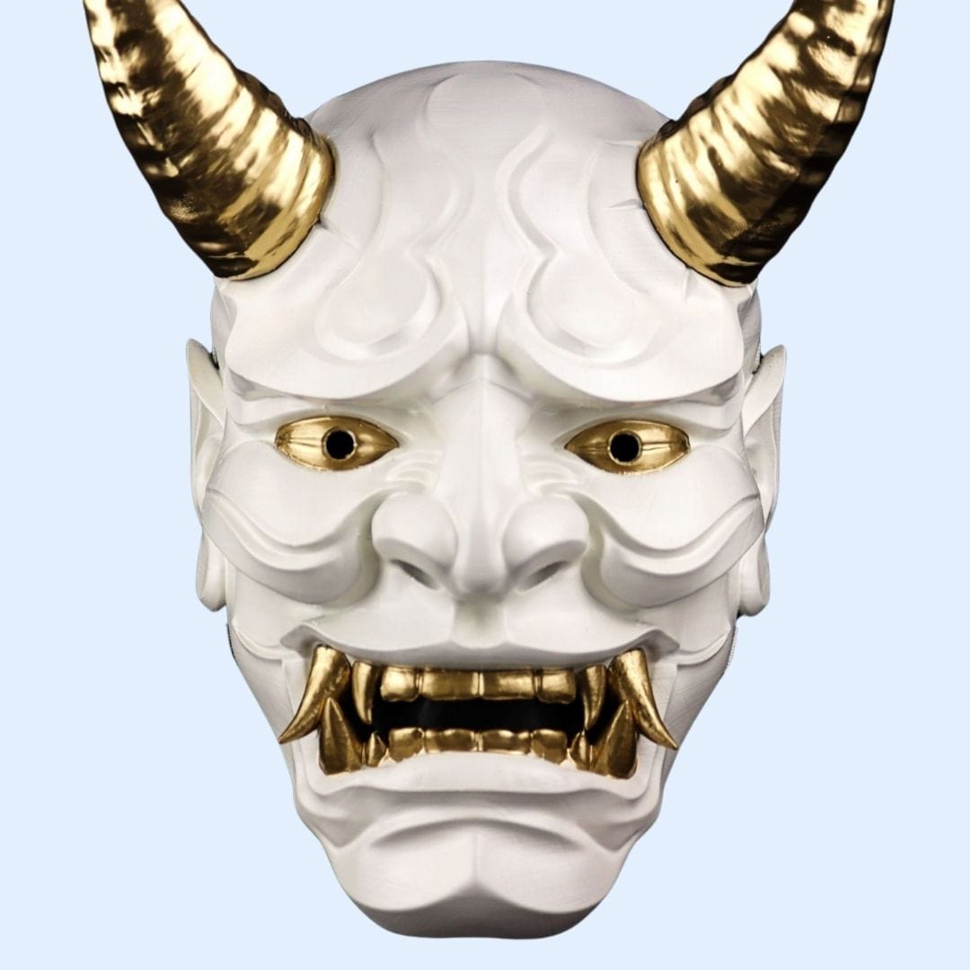 Space Armory Japanese Full Face Oni Mask Shiny White Masks