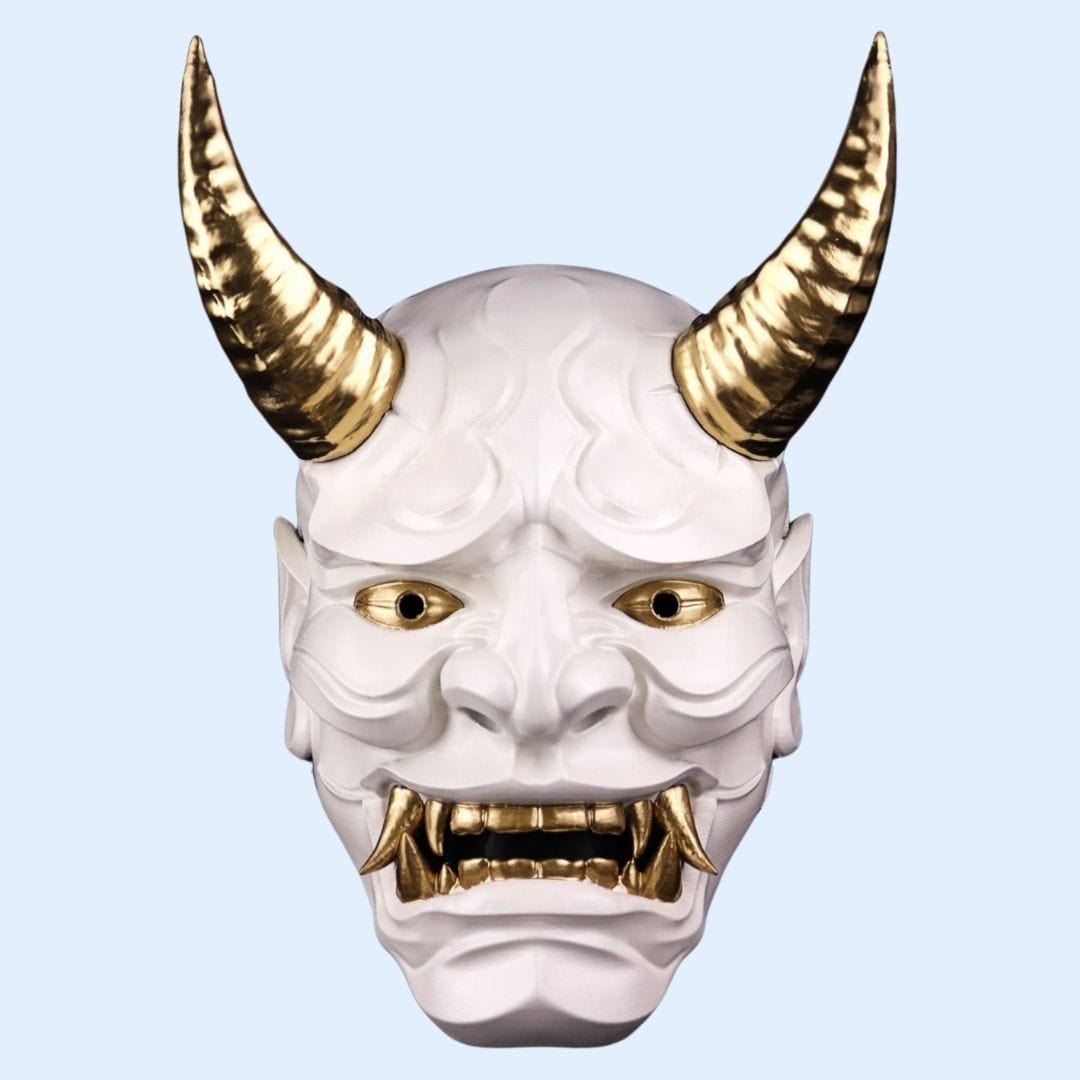 Space Armory Japanese Full Face Oni Mask Shiny White Masks