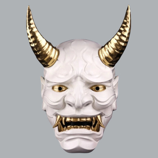 Space Armory Japanese Full Face Oni Mask Shiny White Masks