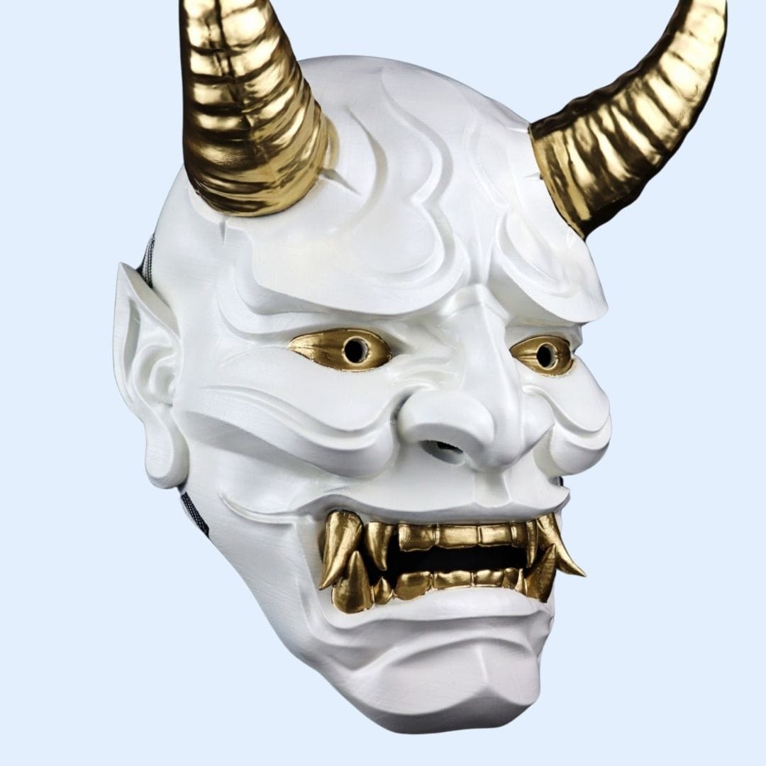 Space Armory Japanese Full Face Oni Mask Shiny White Masks