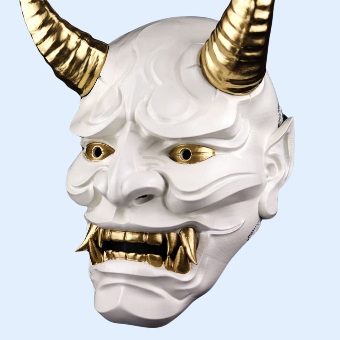 Space Armory Japanese Full Face Oni Mask Shiny White Masks