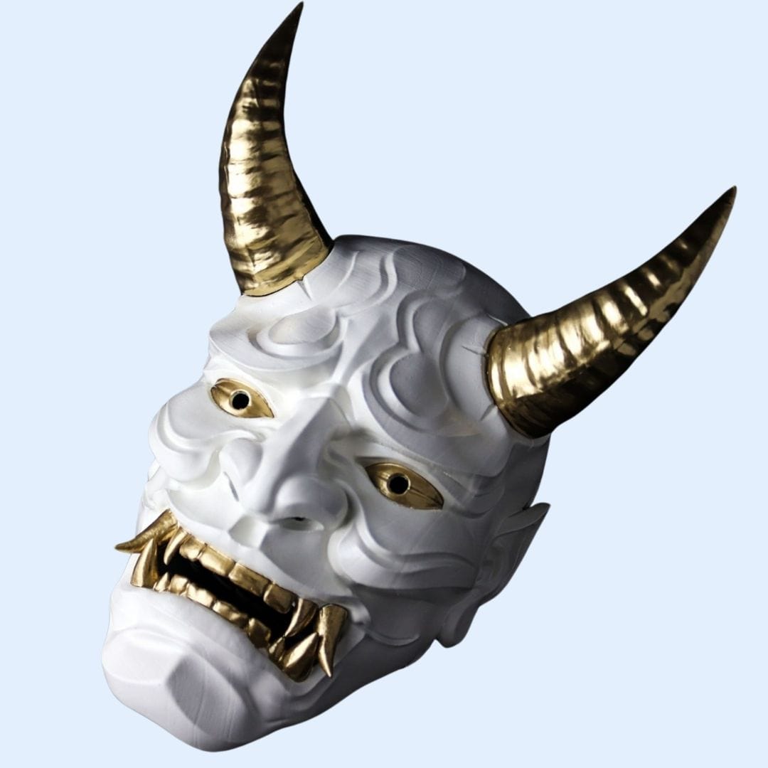 Space Armory Japanese Full Face Oni Mask Shiny White Masks