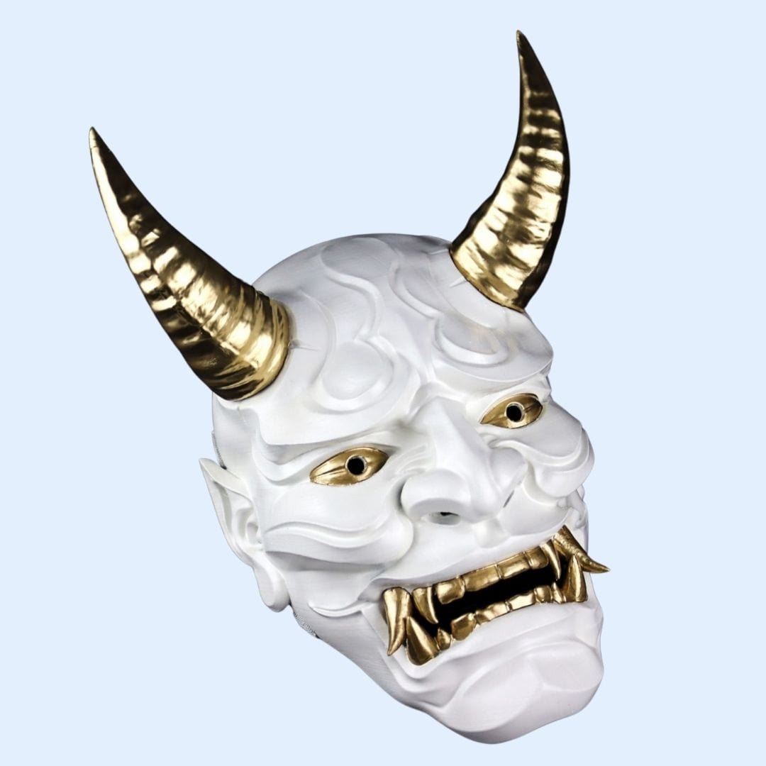 Space Armory Japanese Full Face Oni Mask Shiny White Masks