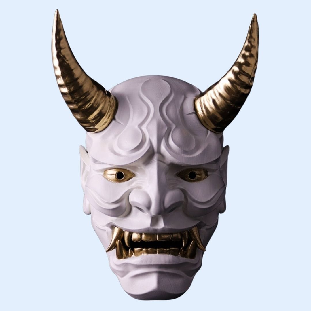 Space Armory Japanese Full Face Oni Mask Shiny White Masks