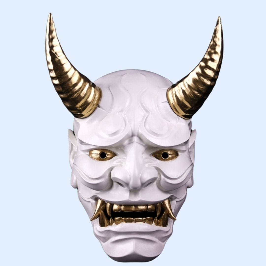 Space Armory Japanese Full Face Oni Mask Shiny White Masks