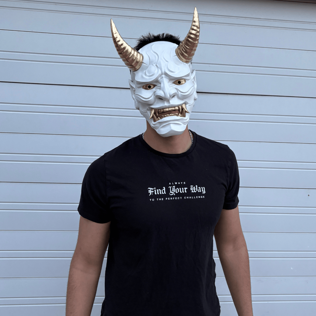 Space Armory Japanese Full Face Oni Mask - Shiny White Masks