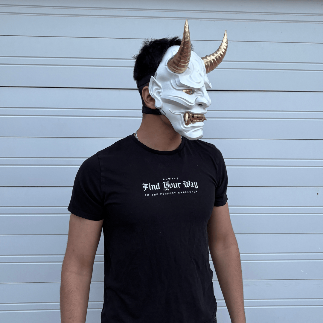 Space Armory Japanese Full Face Oni Mask - Shiny White Masks