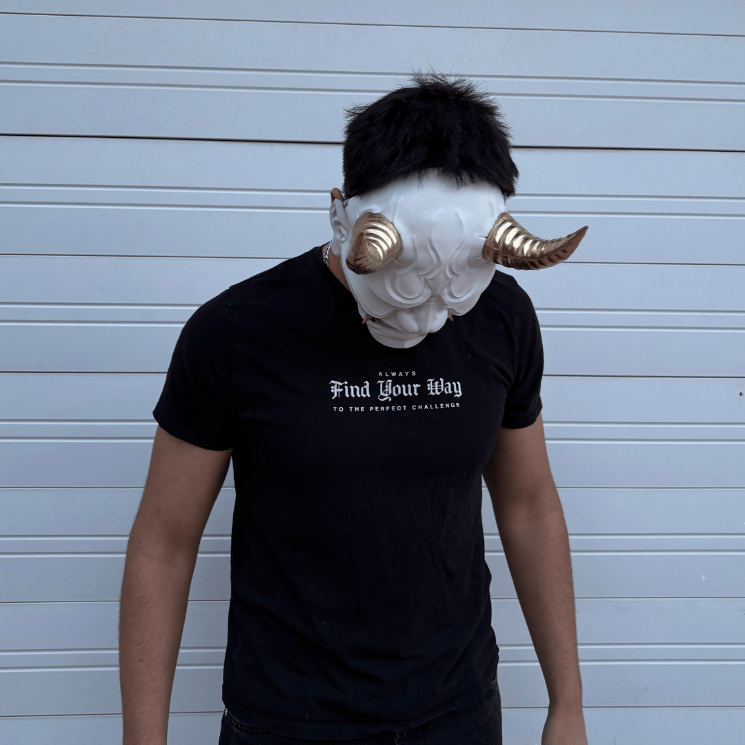 Space Armory Japanese Full Face Oni Mask - Shiny White Masks
