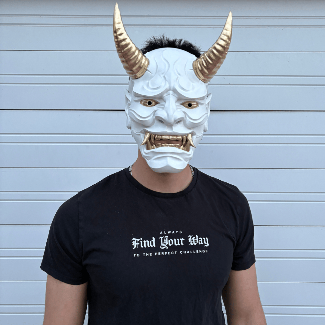 Space Armory Japanese Full Face Oni Mask - Shiny White Masks