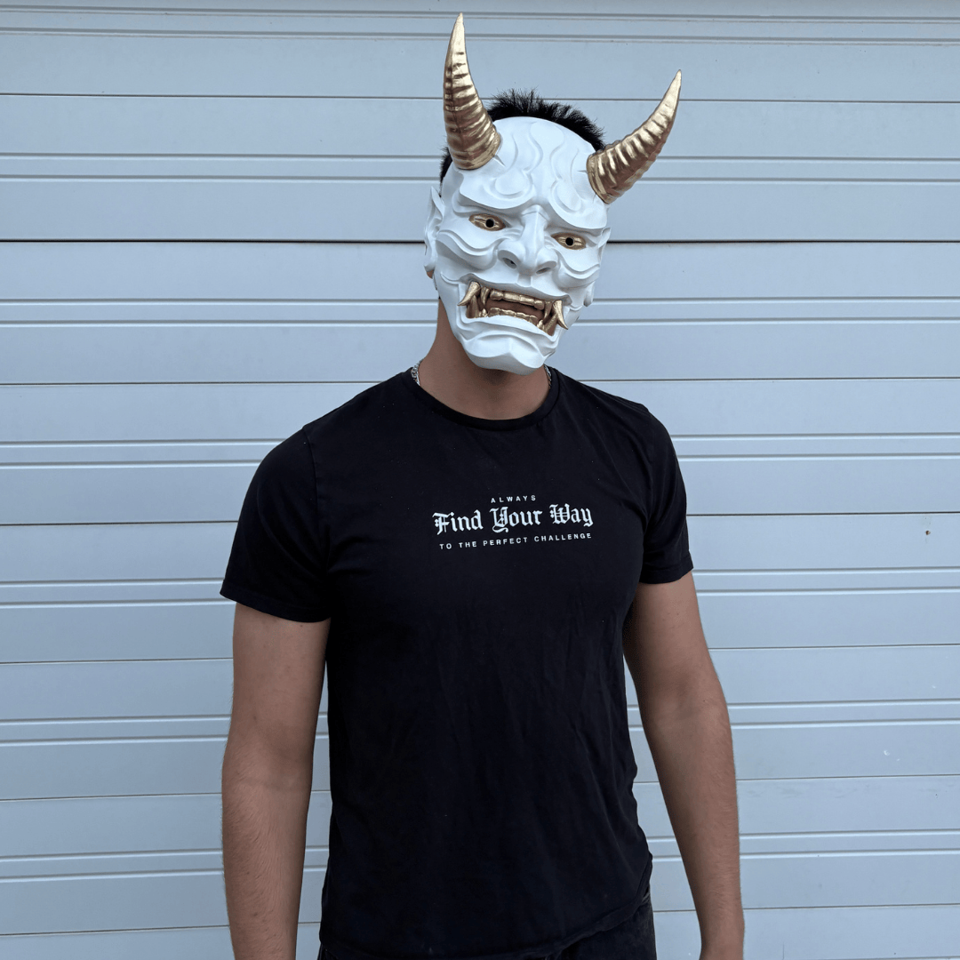 Space Armory Japanese Full Face Oni Mask - Shiny White Masks
